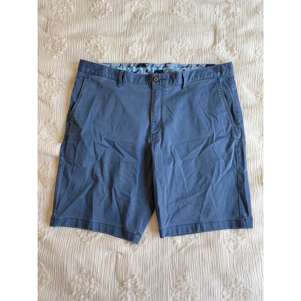 Tommy Bahama Boracay Chino Shorts Mens 40 Blue Cotton Tencel Stretch Flat Front